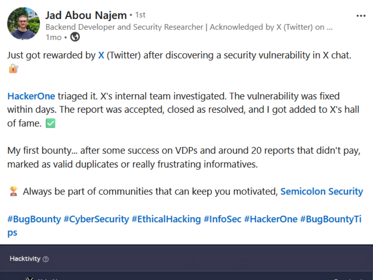 Bug bounty result from Jad Abou Najem
